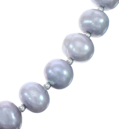 Sterling Silver and Gray Fresh Water Pearl Bead Necklace JX121483